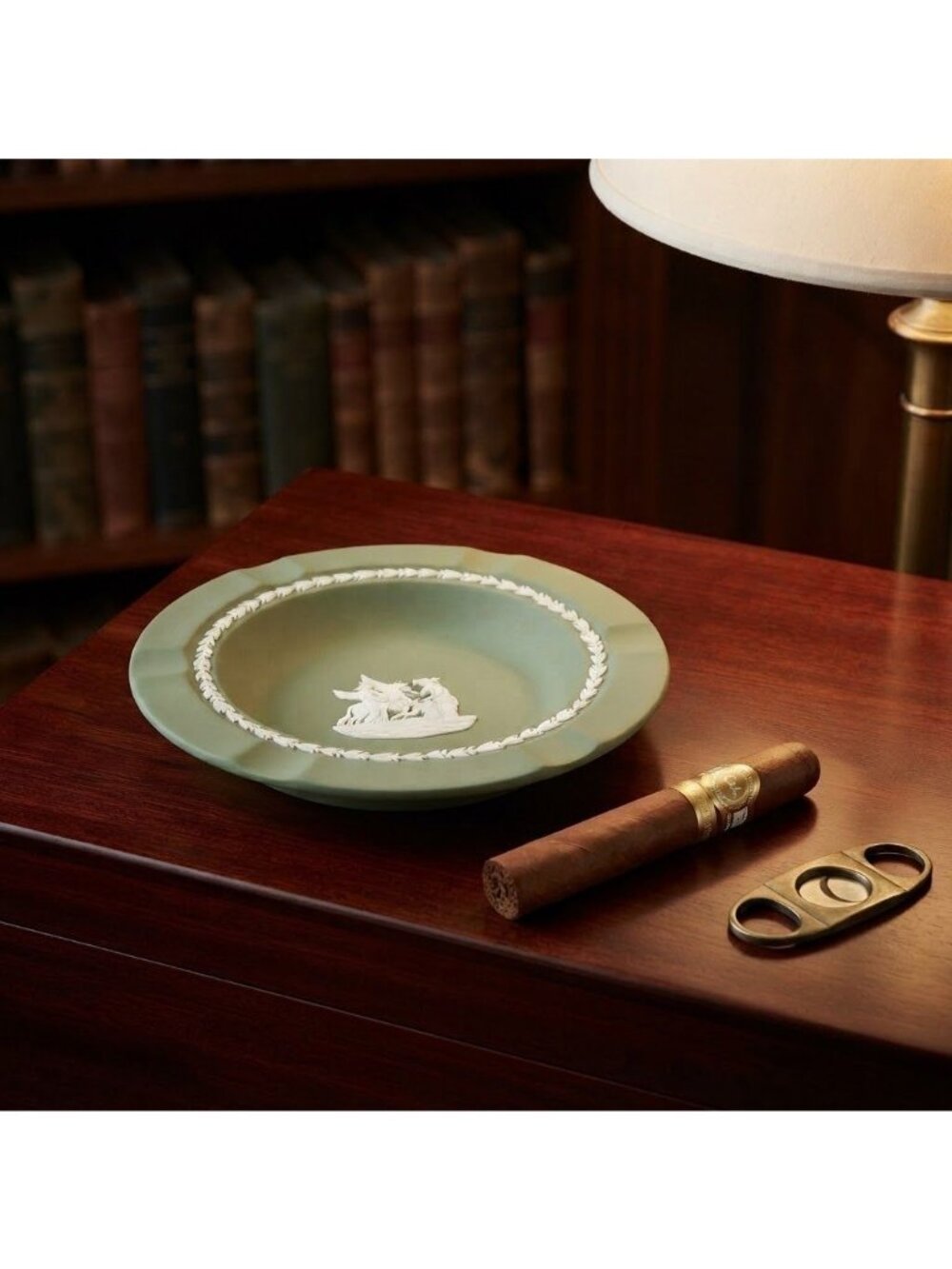 Vintage Wedgwood Celadon Jasperware Cigar Ashtray, Tony Baggott Muses & Pegasus